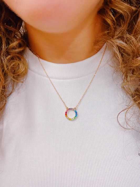 Rainbow and Rhinestone Necklace