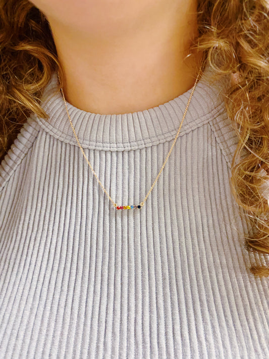 Rainbow and Rhinestone Necklace