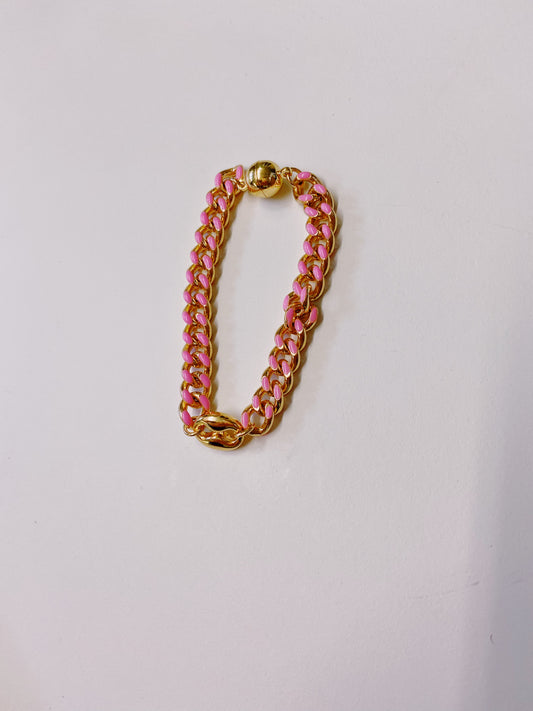 Pink Link and Charm Bracelet